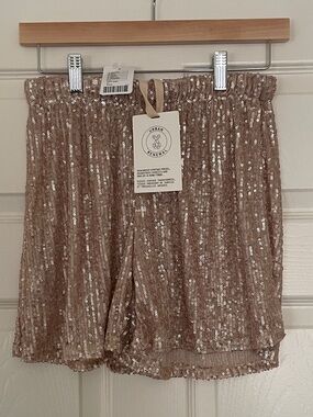 🪩 Urban Renewal Sequin High-Waist Shorts - Light Sand 🪩